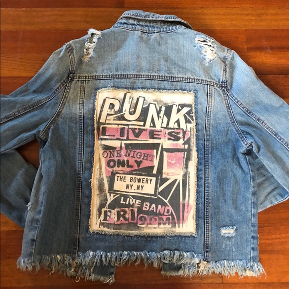 Bethany Mota PUNK distressed denim Jean Jacket M - Picture 1 of 3